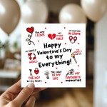 Happy Valentines Day To My Everything Card Valentines Card