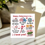 Happy Valentine's To My Rock My Other Half My World Card