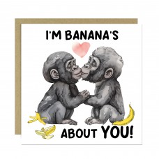 Funny Monkey Card For Valentines Anniversary Im Bananas