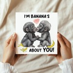 Funny Monkey Card For Valentines Anniversary Im Bananas