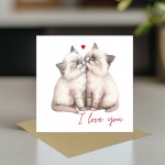 Cat I Love You Card Cute Valentines Card Cards for Him Funny