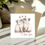 Cat I Love You Card Cute Valentines Card Cards for Him Funny