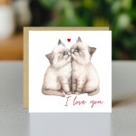 Cat I Love You Card Cute Valentines Card Cards for Him Funny