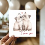Cat I Love You Card Cute Valentines Card Cards for Him Funny