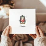 Funny Valentines Card, Cards for Him Her, Penguin Love Card