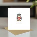 Funny Valentines Card, Cards for Him Her, Penguin Love Card