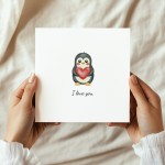Funny Valentines Card, Cards for Him Her, Penguin Love Card