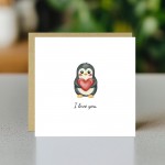 Funny Valentines Card, Cards for Him Her, Penguin Love Card