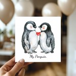 MY PENGIN Card For Valentines Day Anniversary Greetings Card