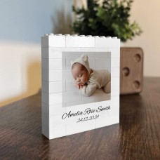 Personalised Any Photo Baby Details Brick Photo Block Gift