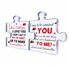 Personalised Couple Gift Puzzle Pieces Plaque Set Anniversary