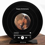 Personalised Vinyl Inspired Song Plaque With Stand Wedding Gift