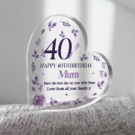 Personalised Happy 40th Birthday Gift For Mum Daughter Friend