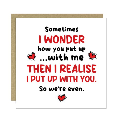 Funny Anniversary Card for Him Her I Put Up With You Card
