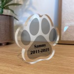 Personalised Dog Memorial Gift Paw Print Plaque In Memory Of Dog