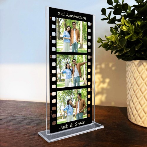 Gift For 3rd Anniversary Personalised Retro Photo Collage Plaque