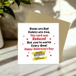 Funny Valentines Day Card For Him Her Boyfriend Girlfriend Joke
