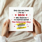 Funny Valentines Day Card For Wife Reduced Sticker Cheap Card