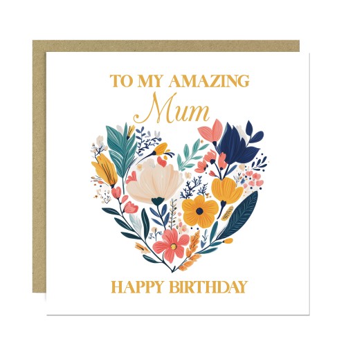 Mum Birthday Card For Her Floral Card Birthday Card for Female