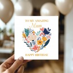 Mum Birthday Card For Her Floral Card Birthday Card for Female