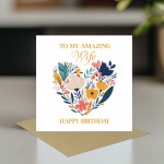 Wife Birthday Card For Her Floral Card Birthday Card for Female