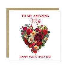 Amazing Wife Valentines Day Card for Her Floral Heart Card