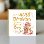 40th Birthday Greeting Card Milestone Age 40 Card For Female