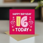 Happy 16th Birthday Card For Daughter Granddaughter Niece 16