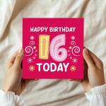Happy 16th Birthday Card For Daughter Granddaughter Niece 16