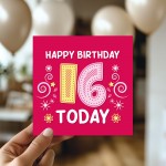 Happy 16th Birthday Card For Daughter Granddaughter Niece 16