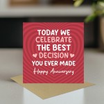 Anniversary Card For Him Her BEST DECISION YOU EVER MADE Funny