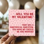 Valentines Card Will You Be My Valentine Funny Valentines Card