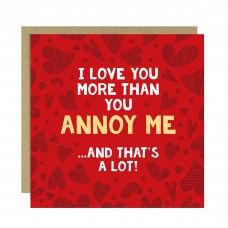 Valentines Card for Him Love You More Funny Anniversary Card