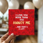 Valentines Card for Him Love You More Funny Anniversary Card