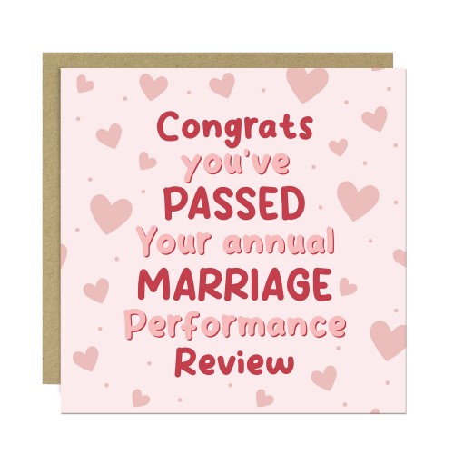 Funny Wedding Anniversary Card Annual Marriage Performance Card