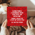 Funny Anniversary Card Wedding Anniversary Card Put Up With