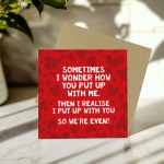 Funny Anniversary Card Wedding Anniversary Card Put Up With