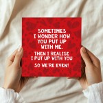 Funny Anniversary Card Wedding Anniversary Card Put Up With