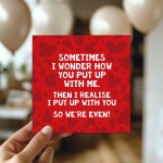 Funny Anniversary Card Wedding Anniversary Card Put Up With