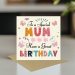 Mum Birthday Card Birthday Card For Mum Card From Son Daughter