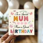 Mum Birthday Card Birthday Card For Mum Card From Son Daughter
