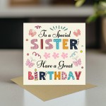 Sister Birthday Card Happy Birthday Card For Sister Card For Her