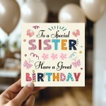 Sister Birthday Card Happy Birthday Card For Sister Card For Her