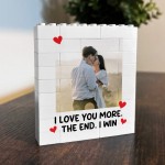 Personalised Couple Photo Block I Love You More The End