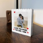 Personalised Couple Photo Block I Love You More The End