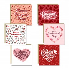 Happy Valentines Day Card Set of 6 Greetings Cards Him Her
