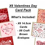 Happy Valentines Day Card Set of 6 Greetings Cards Him Her