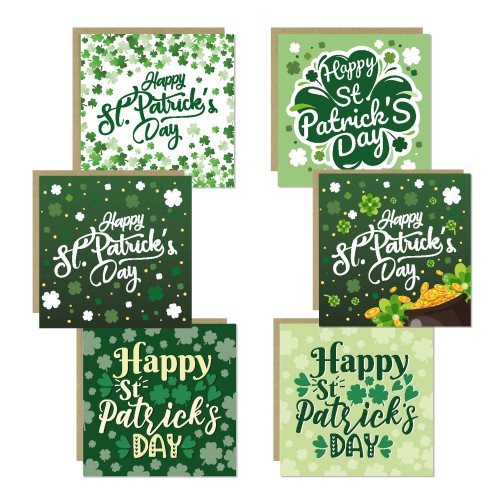 Happy St Patricks Day Card Set of 6 St Paddys Day Cards
