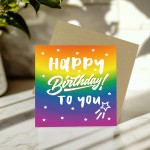 Multi Coloured Happy Birthday To You Card For Men Women