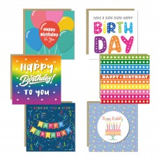 Birthday Cards Multipack 6 Pack of Birthday Cards For Him Her